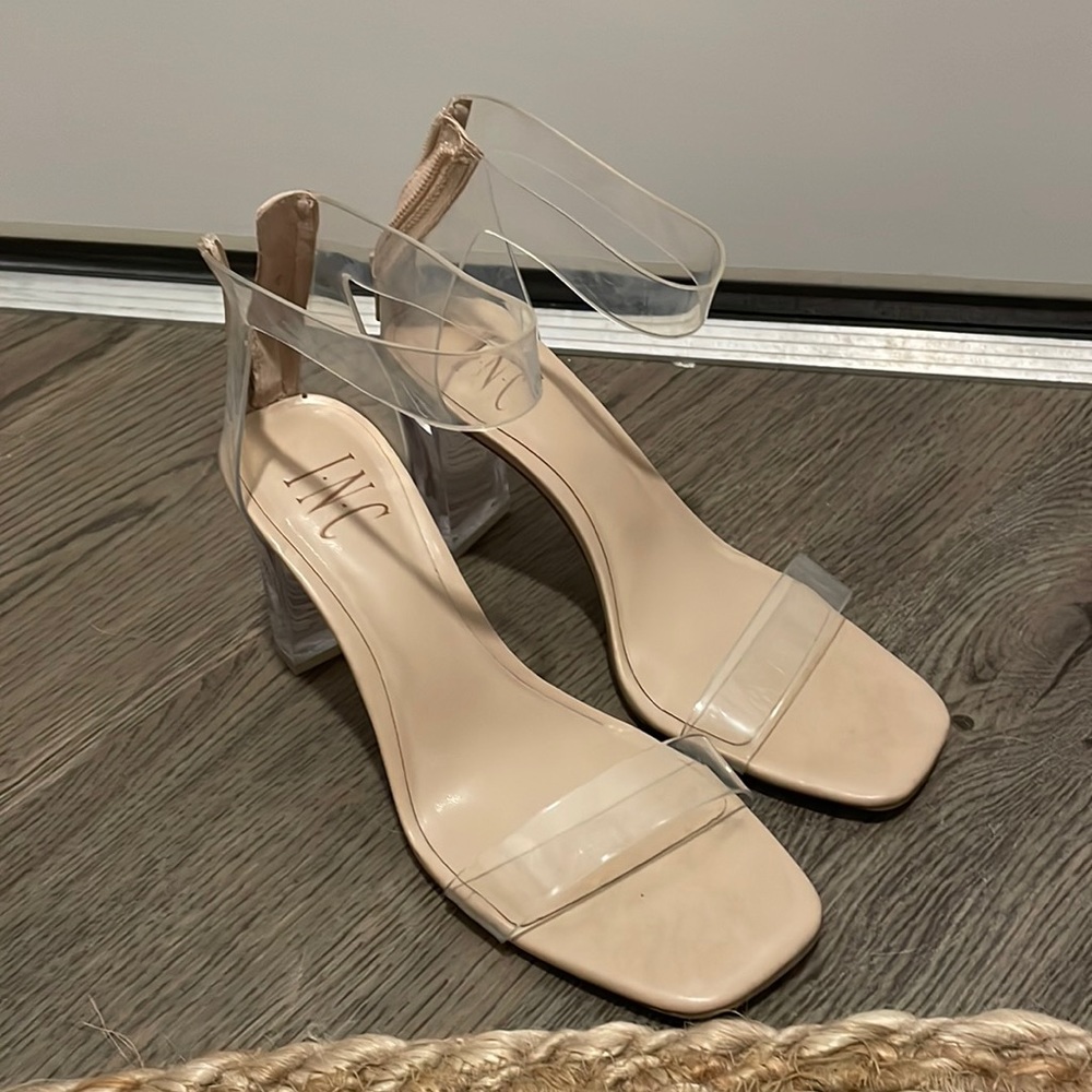 INC clear block heel